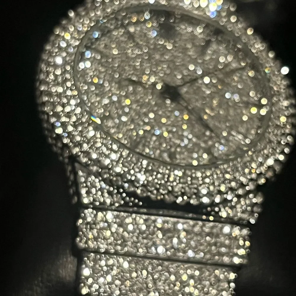 VVS Bustdown Simulated Diamond Stainless Steel Iced Out Watch Luxury HipHop